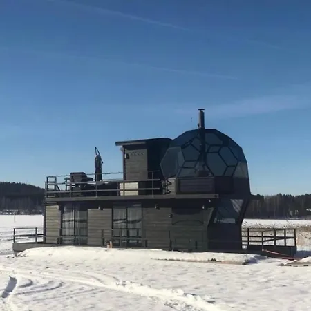 Worlds Only Luxury Glass Igloo Sauna Houseboat * Jyväskylä