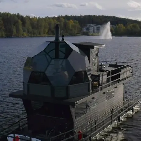 Worlds Only Luxury Glass Igloo Sauna Houseboat Villa Jyväskylä