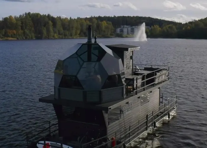 Worlds Only Luxury Glass Igloo Sauna Houseboat Villa Jyväskylä